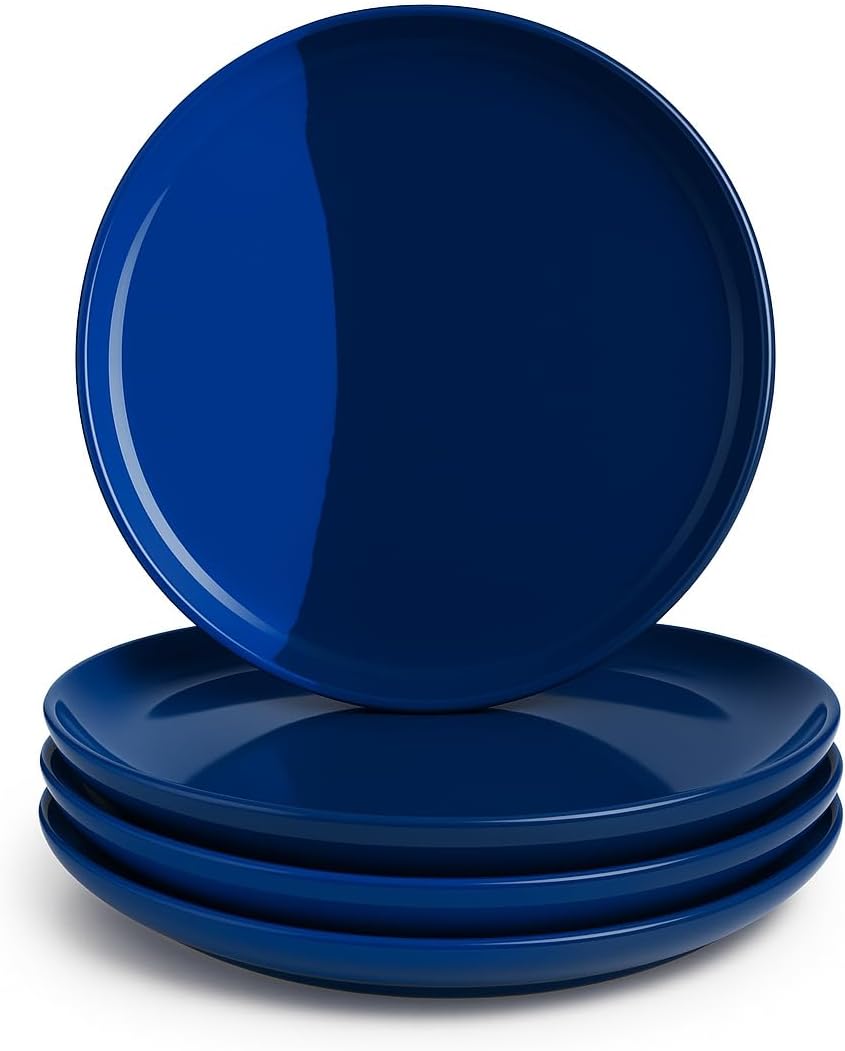 Melamine Dinner Plates | Durable Unbreakable Melamine Plate | Shatter-Proof and Chip-Resistant | Dishwasher Safe, BPA Free | Lightweight Dinnerware Set of 4 | Perfect for Parties, Picnics, BBQ | 11 In
