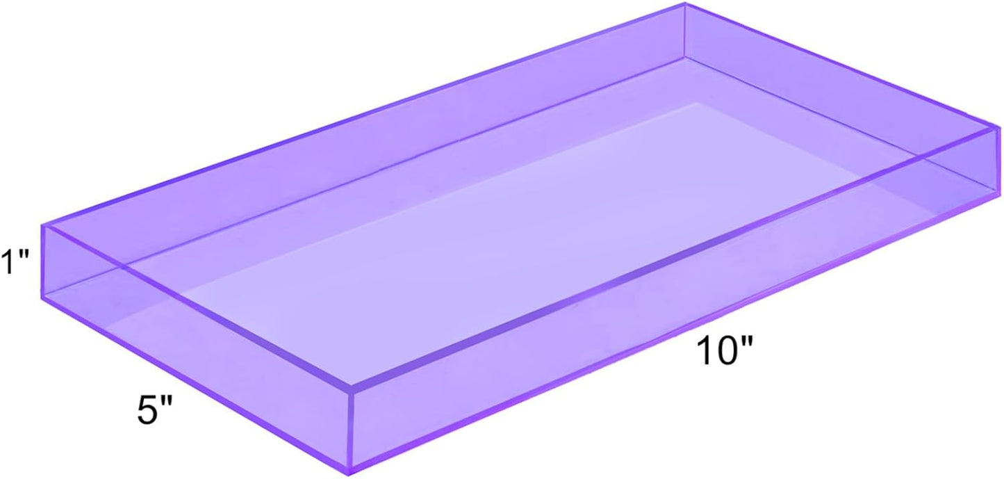 ROYALITA Acrylic Tray Bathroom Tray for Countertop, Guest Towel Holder Tray for Napkin Perfume Jewelry Makeup, Vanity Trays for Soap Dispenser, Aromatherapy, Cup & Candle, Purple