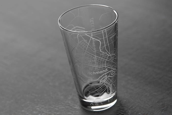 Well Told Engraved Richmond Virginia Map Pint Glass, Etched Beer Gift (16 oz, Clear) City Map Pint, Custom City Glassware, Gifts For Beer Lovers