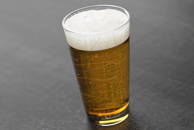 Well Told Engraved Indianapolis Indiana Map Pint Glass, Etched Beer Gift (16 oz, Clear) City Map Pint, Custom City Glassware, Gifts For Beer Lovers