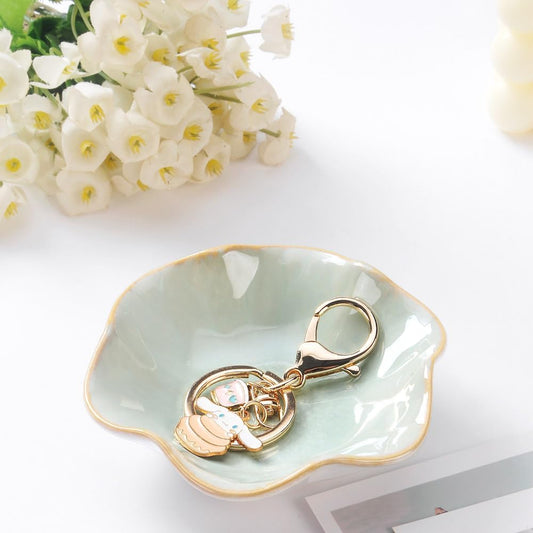 2PCS Lotus Leaf Shape Ring Holder Dish, Small Key Bowl, Ceramic Trinket Tray Jewelry Dish Organizing Necklace Earrings for Mom Friend Sister, All Jewelries Are NOT Included, Light Green.…