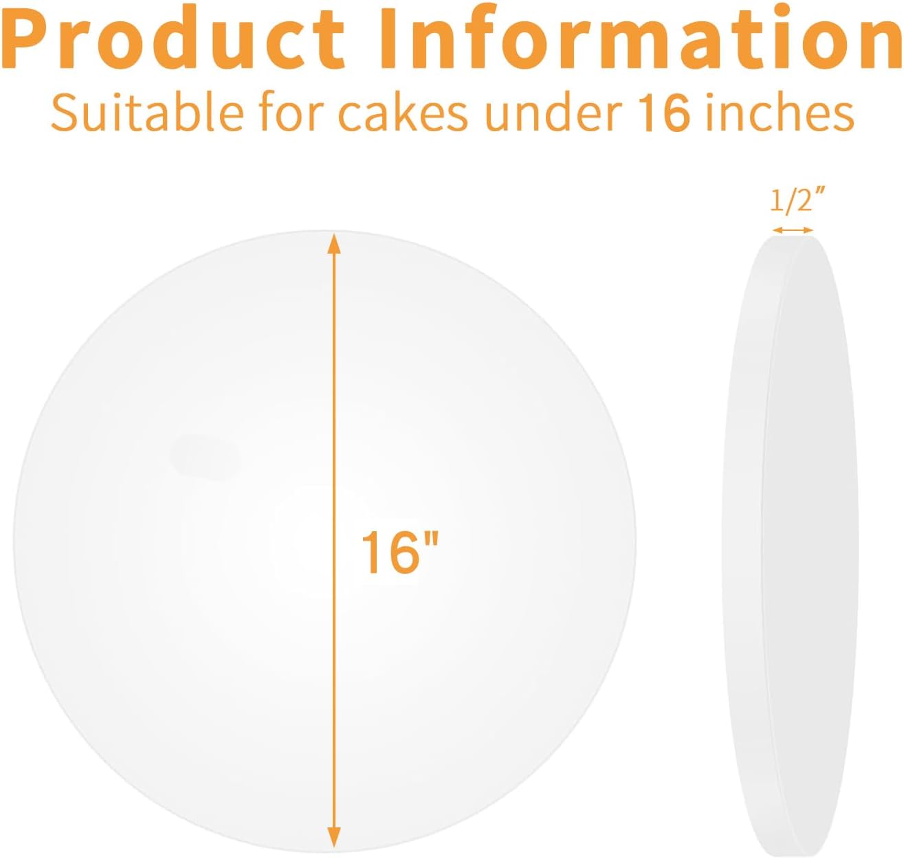 10pcs 16inch Food Grade Cake Rounds,1/2" Thick Cake Base Sturdy Multiple Layers of Corrugated Cardboard for Heavy or Multi Layer Cakes, Pastry, Display (16inch/10pcs)