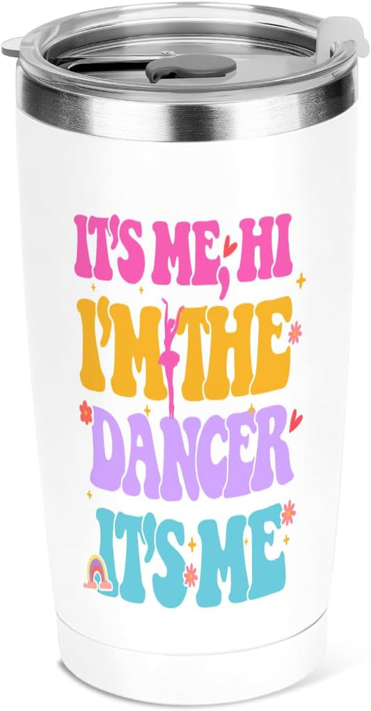 jeilink Dancer Gifts, Dance Teacher Gifts，20 oz Insulated Tumbler, Tumbler with Lid, Vacuum Travel Coffee Mug Stainless Steel Cup Thank You Gift for Women Dancing Girl Friend Christmas Birthday