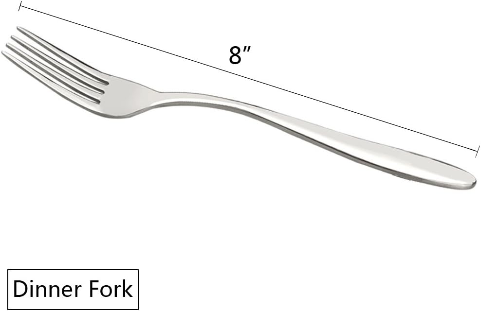 Ramddy Dinner Fork Flatware Set, 18/10 Stainless Steel Table Forks, 12 Pieces, A