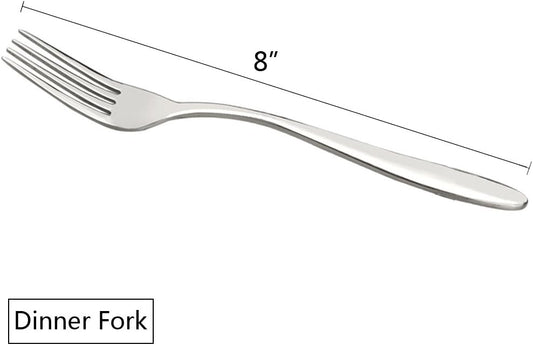 Ramddy Dinner Fork Flatware Set, 18/10 Stainless Steel Table Forks, 12 Pieces, A
