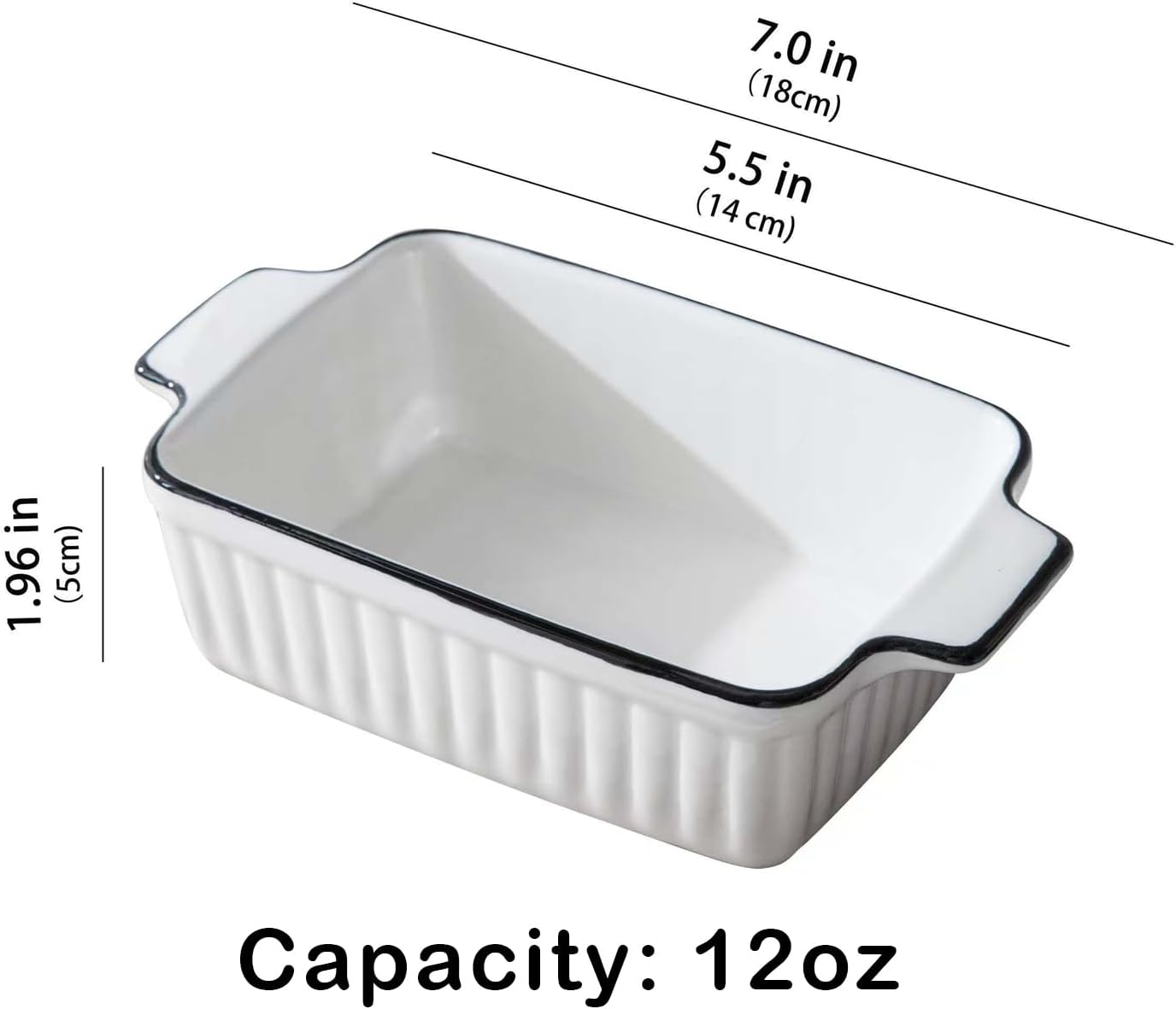 Casserole Dishes for Oven, 12Oz Ceramic Baking Dish with Handles, Rectangular Bakeware Set of 4, Deep Baking Dishes for Kitchen Lasagna, Cake, Cooking, Housewarming Gift