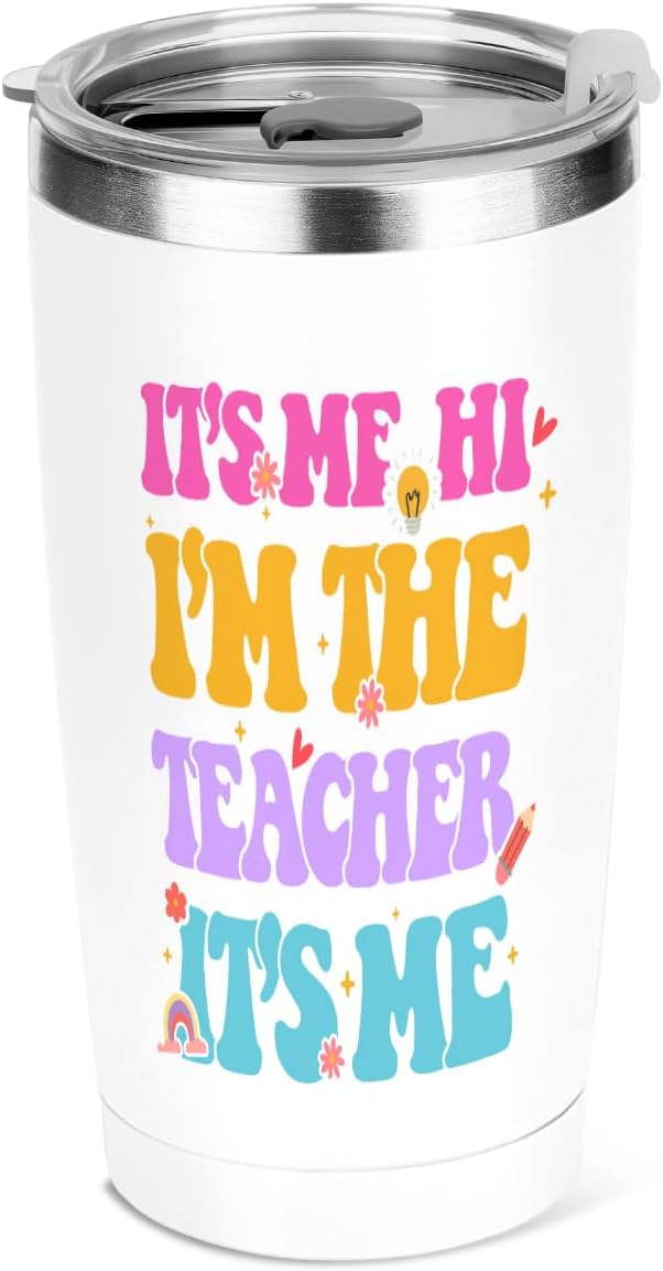 jeilink Teacher Gifts, Teacher Appreciation Gifts, 20 oz Insulated Tumbler, Tumbler with Lid, Vacuum Travel Coffee Mug Stainless Steel Cup Thank You Gift for Women Girl Friend Christmas Birthday