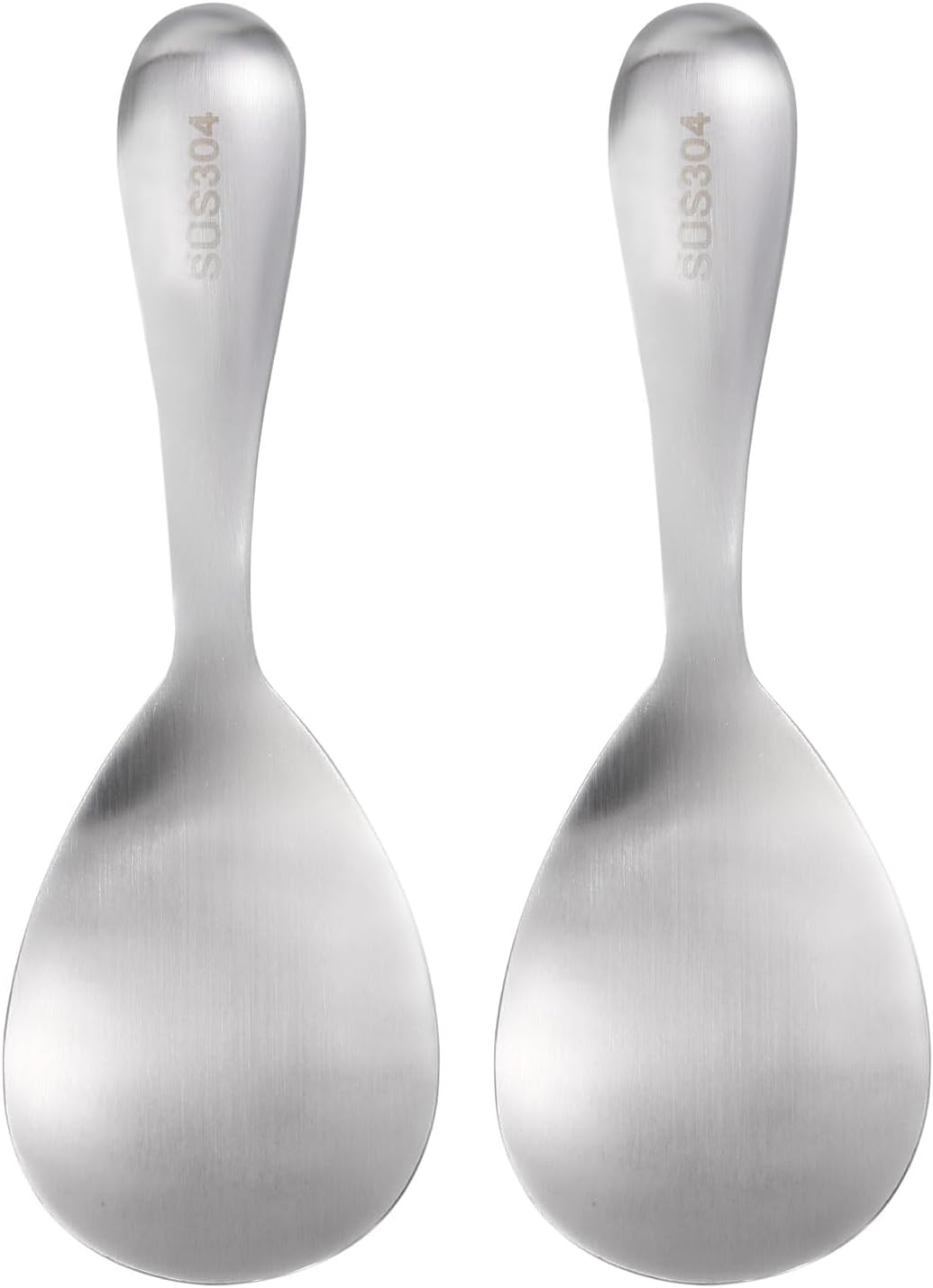 uxcell 2 Pcs Stainless Steel Rice Paddle Non-Stick Rice Spoon Metal Rice Serving Spoon Kitchen Utensils Rice Spatula for Home Restaurant, Silver
