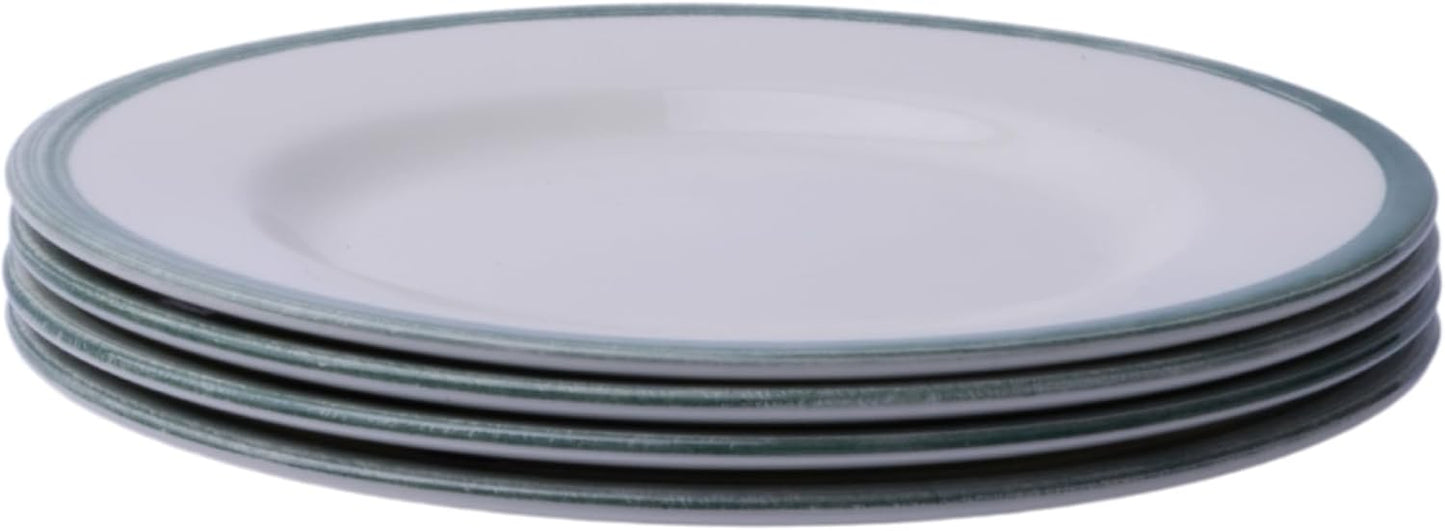 Portmeirion Potter's Brushstroke Dinner Plate (Set of 4) - 8" Earthenware Plates with Classic Brushstroke Rim - Microwave, Dishwasher, Freezer, Oven Safe - Ideal Modern Dinnerware Set (Green)