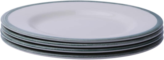 Portmeirion Potter's Brushstroke Dinner Plate (Set of 4) - 8" Earthenware Plates with Classic Brushstroke Rim - Microwave, Dishwasher, Freezer, Oven Safe - Ideal Modern Dinnerware Set (Green)