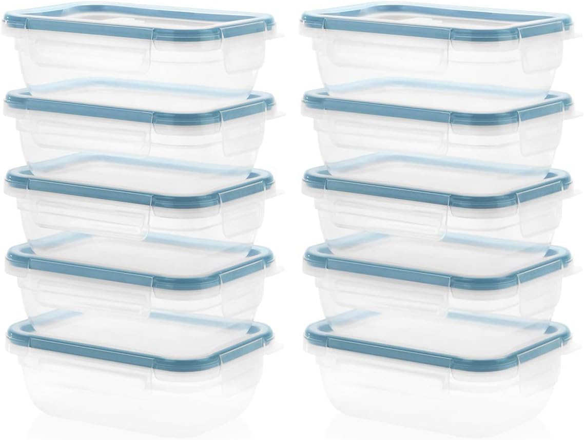 Snapware Total Solutions (3 Cup) Plastic Food Storage Containers Set, Airtight & Leakproof Locking BPA-Free Lids Tupperware, Freezer Dishwasher Microwave Safe (Pack of 10)