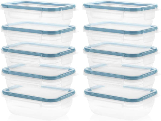 Snapware Total Solutions (3 Cup) Plastic Food Storage Containers Set, Airtight & Leakproof Locking BPA-Free Lids Tupperware, Freezer Dishwasher Microwave Safe (Pack of 10)
