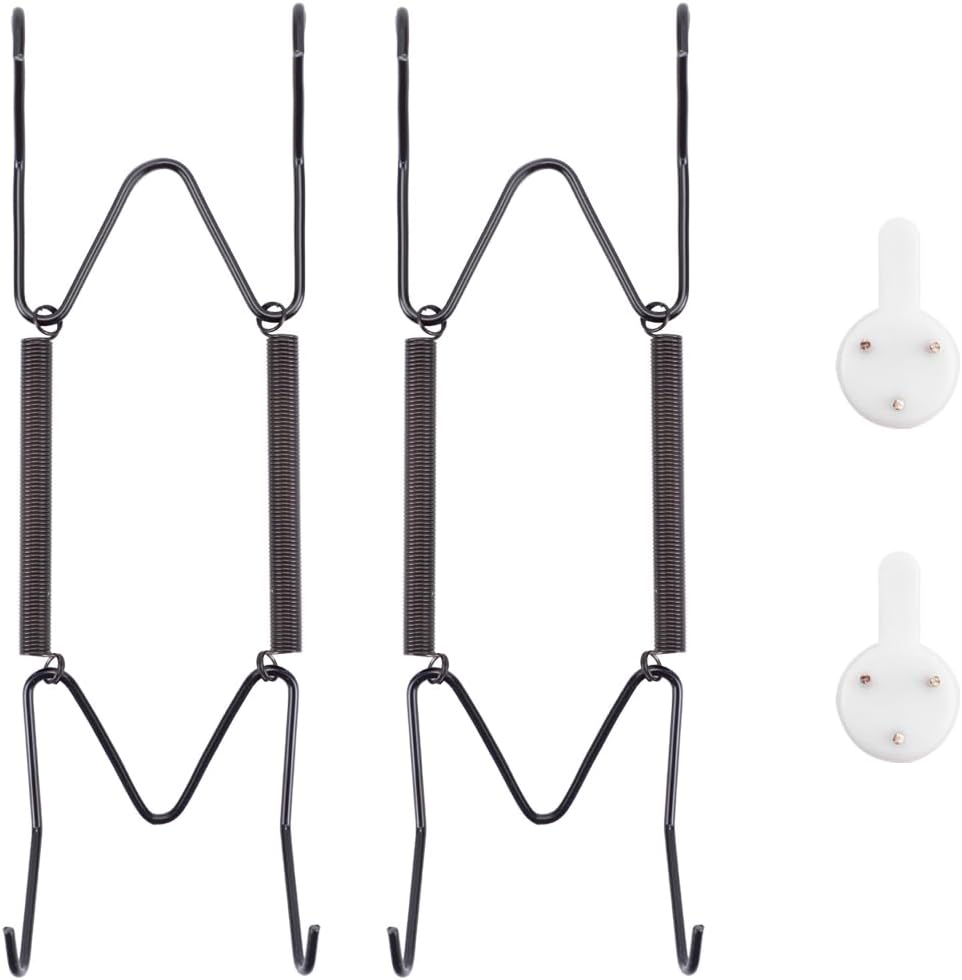 2 Pack Plate Hangers for The Wall, Suitable for 6-8 inch Art Plate, Stainless Steel Invisible Heavy Duty Wire Plate Holder with Wall Hooks, Plate Hangers for Displaying Plates, Platter, Dish, Black
