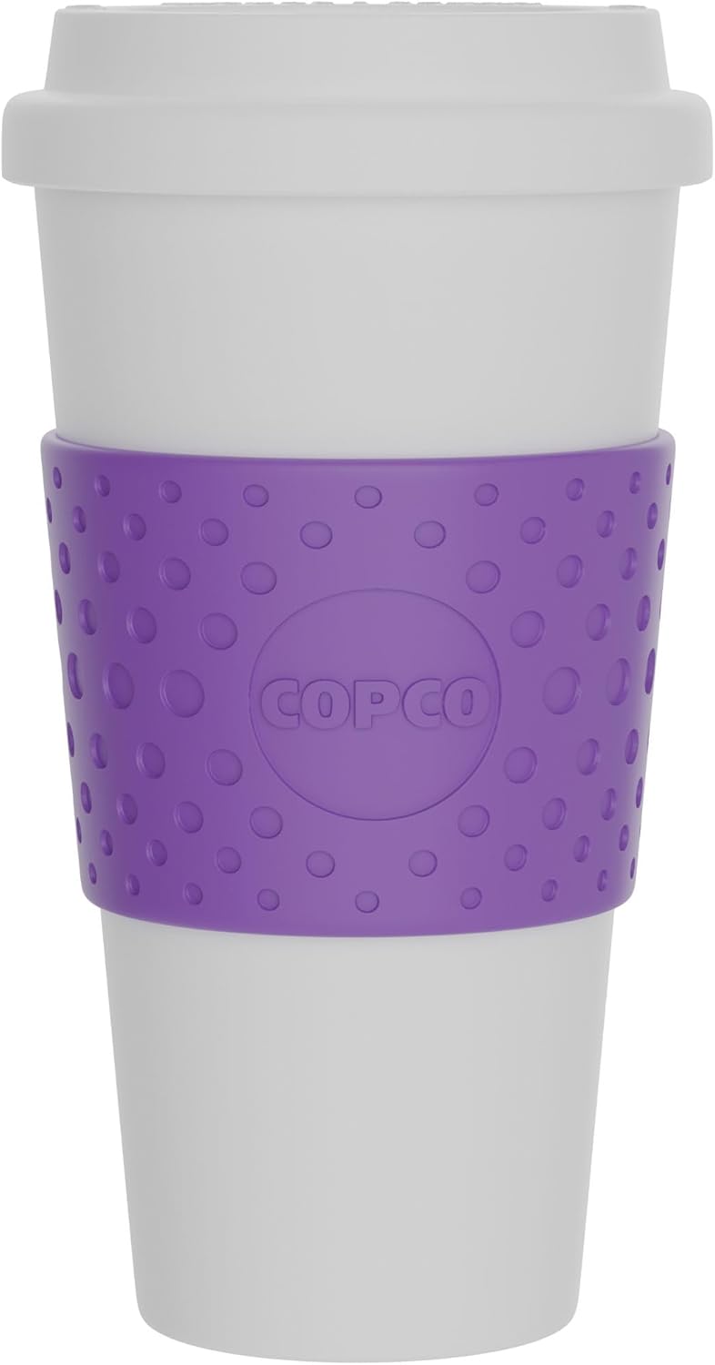 Copco Acadia 16 oz Reusable To-Go Travel Mug - BPA-Free Insulated Coffee Cup with Double-Wall Insulation, Spill-Proof Lid & Non-Slip Rubber Grip - Microwave & Dishwasher Safe (Lilac)