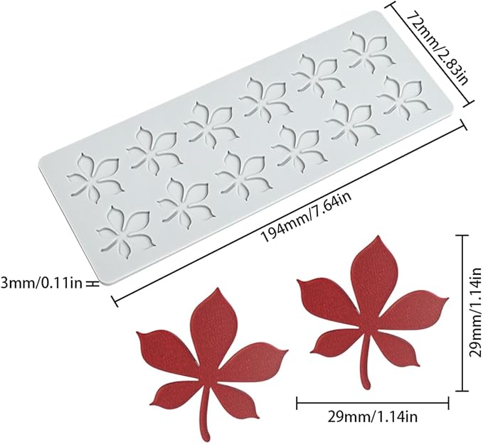 mostsom Silicone Mold 3D Hollow Leaf Lace for Baking, Chestnut Leaves Fondant Molds, Resin, Polymer Clay - Cake Cupcake Decor, Sugar Craft, Wedding Dessert (G_ Chestnut Leaves)