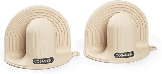 Silicone Oven Mitts Heat Resistant Mini Oven Gloves and Pot Holders Set for Kitchen Non Slip Waterproof Pinch Grips for Cooking and Baking Set of 2