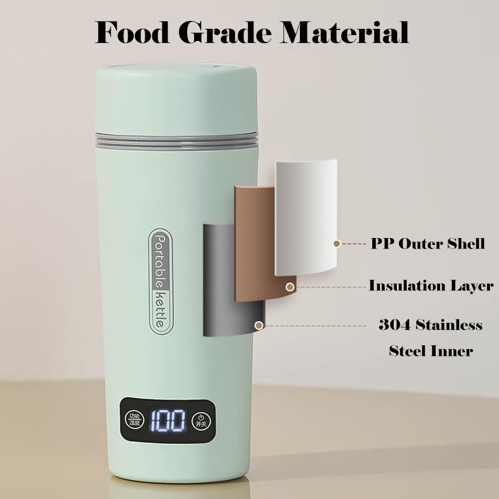 110V 350ml Portable Electric Kettle for Travel, 4 Temperature Control, 304 Stainless Steel, Kettle with LED Screen, Mini Water Heater