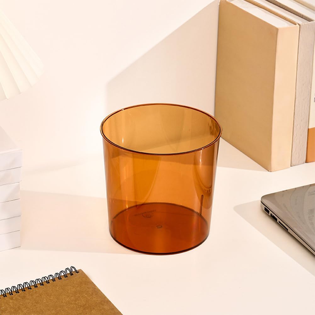 Bathroom Trash Can 6.5 x 5.7 x 6.1 Inch Small Trash Can Plastic Wastebasket Large Capacity Orange Round Garbage Can for Bathroom Bedroom Office Kitchen Dorm Room (S)