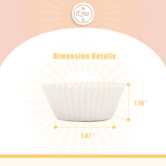 qiqee 600pcs White Cupcake Liners Muffin Linner No Smell, Food Grade Baking Cups（Standard Size）