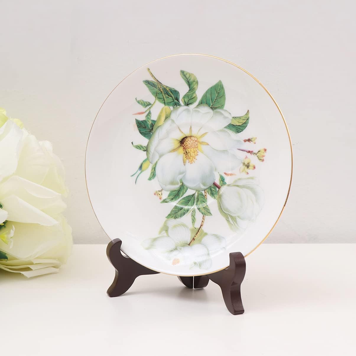 Gatuida Plate Display Stand for Tea Cakes Collector Plates Art Elegant Desktop Holder for Home Decor Fits Diameter