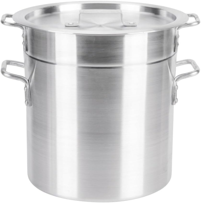 Soro Essentials- 16 Qt. Aluminum Double Boiler Pot with Lid- Steam Melting Stock Pot for Butter Chocolate Cheese Caramel Fondue Candy Dessert and Sauces