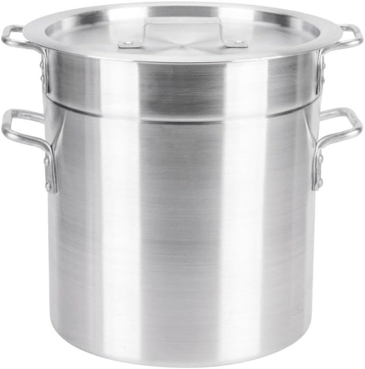 Soro Essentials- 16 Qt. Aluminum Double Boiler Pot with Lid- Steam Melting Stock Pot for Butter Chocolate Cheese Caramel Fondue Candy Dessert and Sauces