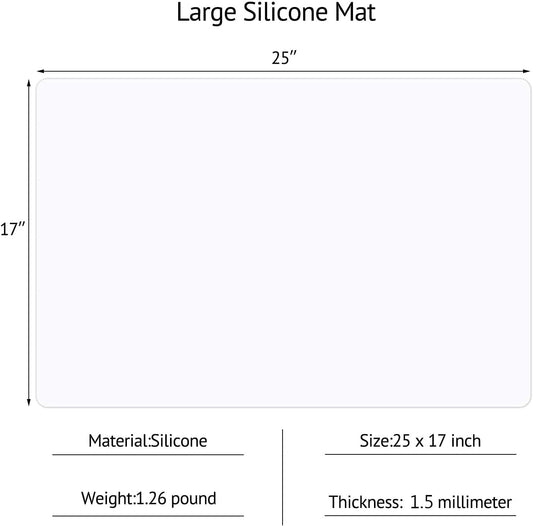 Gartful Silicone Mats for Kitchen Counter, Thicker 0.06", 25 x 17 inches Multipurpose Table Mat, Silicone Pad Desk Work Mat, Nonstick Nonskid Heat-Resistant Pad, Placemat, Translucent, 2PCS