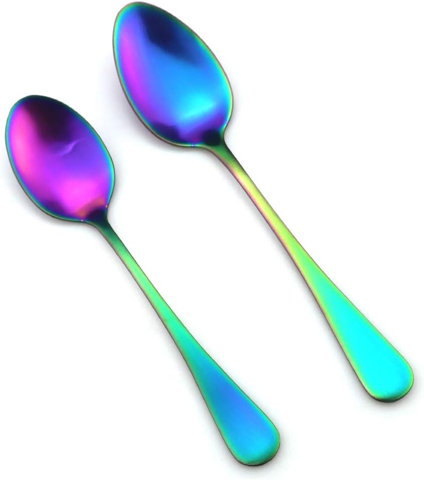 JASHII Modern Royal 20 Pcs Matte Rainbow 18/10 Stainless Steel Utensils Cutlery Dinnerware Set w/ 4 Pcs Straw, Knife Fork and Spoon Flatware Set for Wedding Festival Christmas Party Service for 4