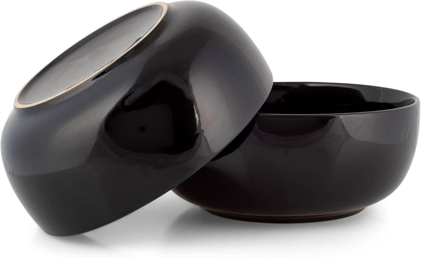 Elanze Designs Bistro Glossy Ceramic 8.5 inch Large Serving Bowls Set of 2 - Perfect for Multiple Everyday Uses: Pasta, Salad, Ramen, Soup, Popcorn, Noodles, Cereal and Mixing Bowls, Black