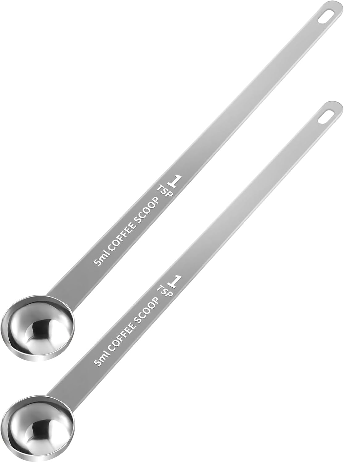 2PCS 1 Teaspoon Coffee Scoop, 9" Long Handle Measuring Spoon, 1tsp (5 ml) Stainless Steel Scooper