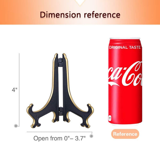 Artliving 4" Decorative Plate Stand Holder Plastic Picture Easel Display Stand Picture Frame Stand Black Gold