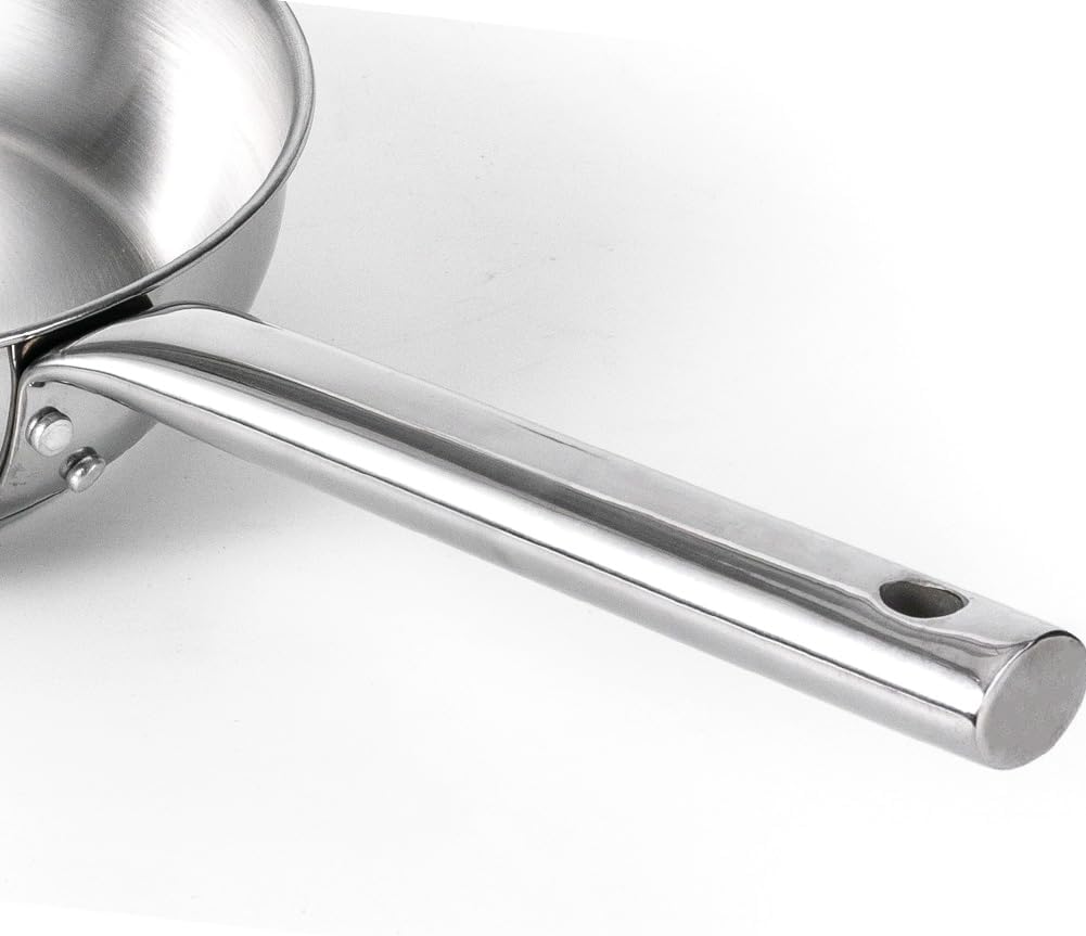 HOMICHEF 9.5 Inch Nickel Free Stainless Steel Saute Pan Induction Oven Safe - Premium Mirror Polished Stainless Steel Pan - Healthy Non Toxic Fry Pans