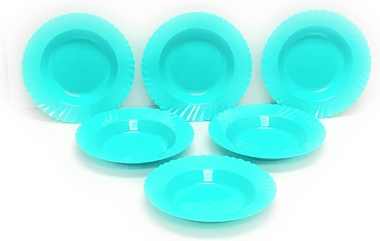 Mintra Home Curly Collection (9in Shallow Bowl 6pk, Teal)