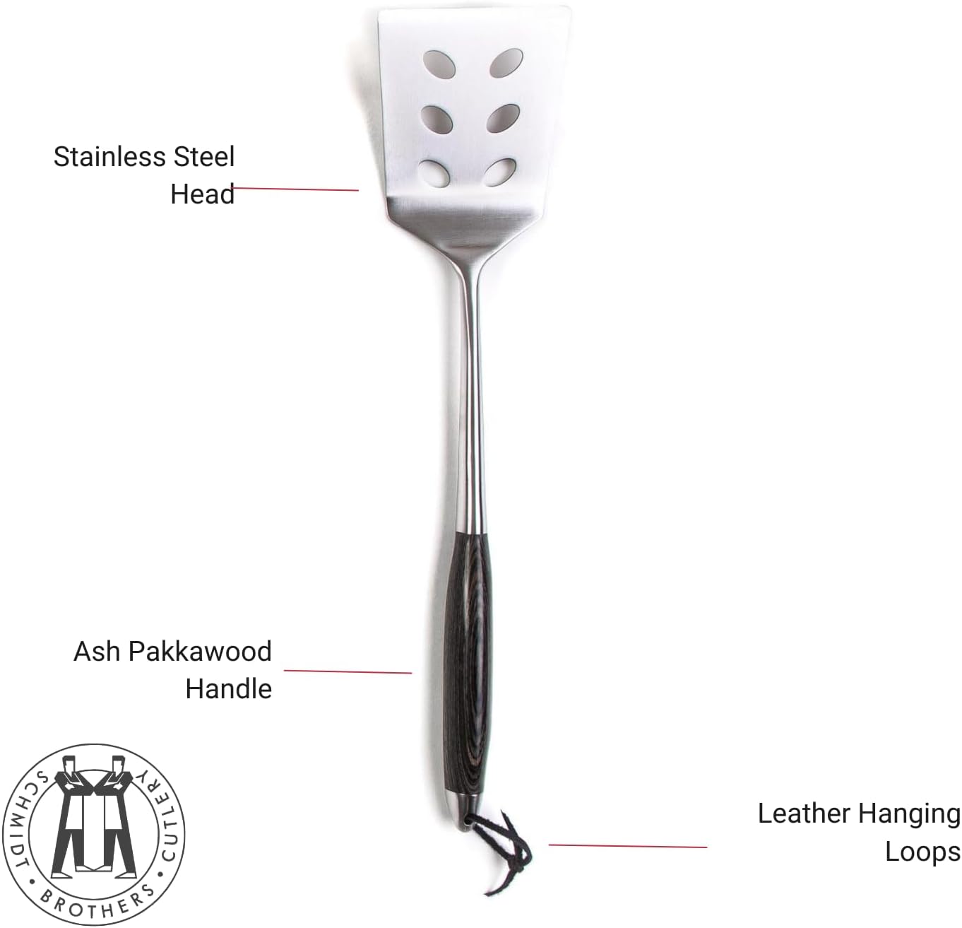 Schmidt Brothers - BBQ Ash 4 Piece Grill Set, Full-Forged Stainless Steel Grilling Utensils Including Spatula, Fork, Basting Brush, and Tongs with All Wood Handles