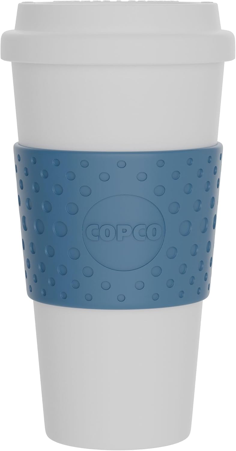 Copco Acadia 16 oz Travel Mug - Insulated Reusable Coffee Tumbler with Double-Walled Plastic, Leak-Proof Lid, BPA-Free - Portable Mug for Hot & Cold Drinks, Cup Holder Friendly (Blue)