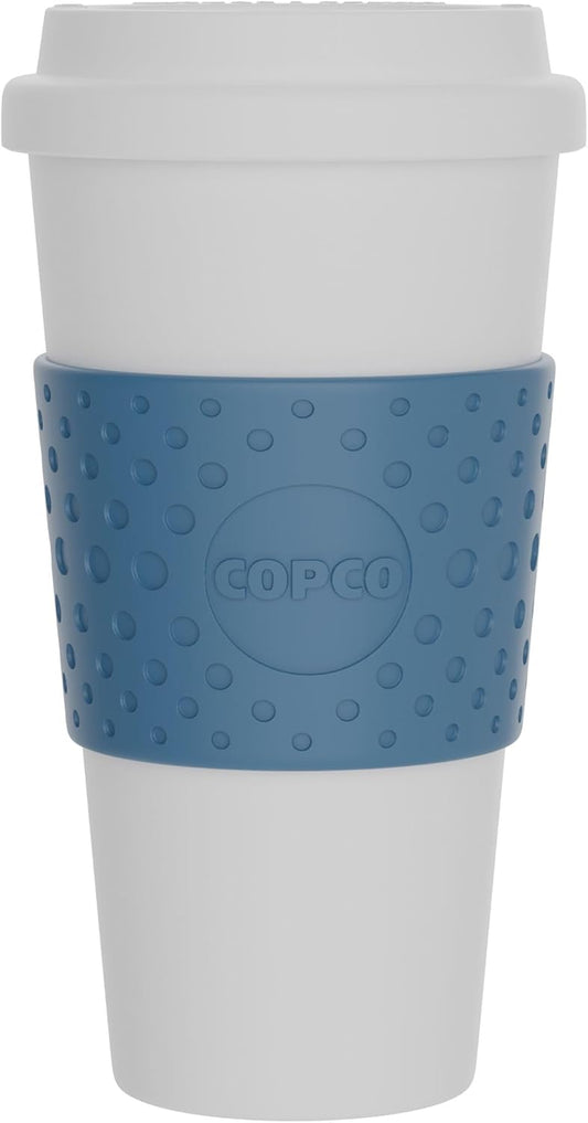Copco Acadia 16 oz Travel Mug - Insulated Reusable Coffee Tumbler with Double-Walled Plastic, Leak-Proof Lid, BPA-Free - Portable Mug for Hot & Cold Drinks, Cup Holder Friendly (Blue)