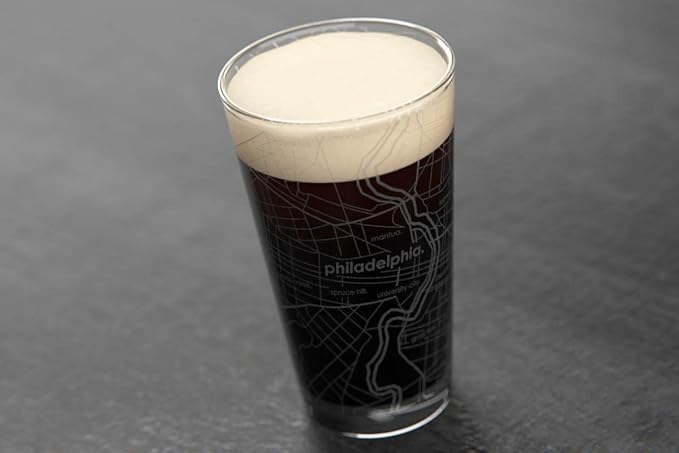 Well Told Engraved Philadelphia Pennsylvania Map Pint Glass, Etched Beer Gift (16 oz, Clear) City Map Pint, Custom City Glassware, Gifts For Beer Lovers