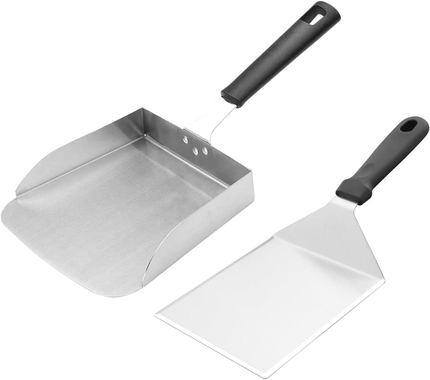 Generic Large Griddle Scoop and Wide Smash Burger Spatula. Stainless Steel Griddle Food Mover. BBQ Grill Food Shovel for Fried Food, Stir Fry, Hibachi Tools, Silver