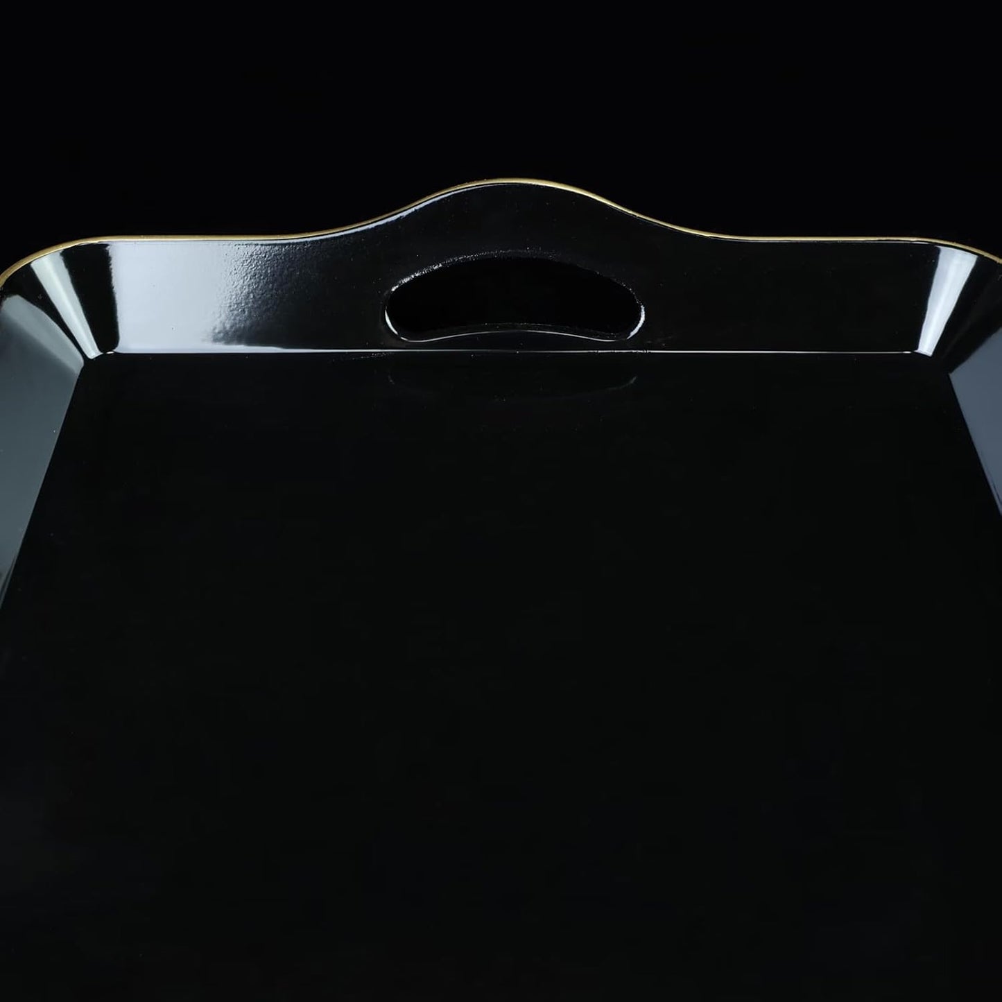 Black Decorative Tray for Coffee Table with Handles, Plastic Rectangular Serving Tray for Living Room, Bathroom, Outdoors, 11.8"*17.3"