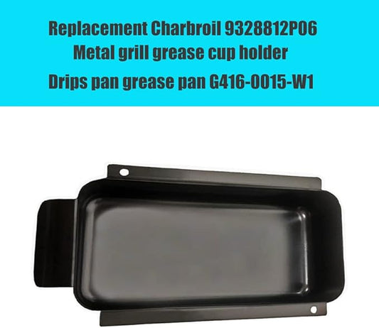 Grease Pan Replacement Charbroil 9328812P06 Metal Disposable Grill Grease Cup Holder, Char broil Grease Pan G416-0015-W1 Drips pan (Black Holder)