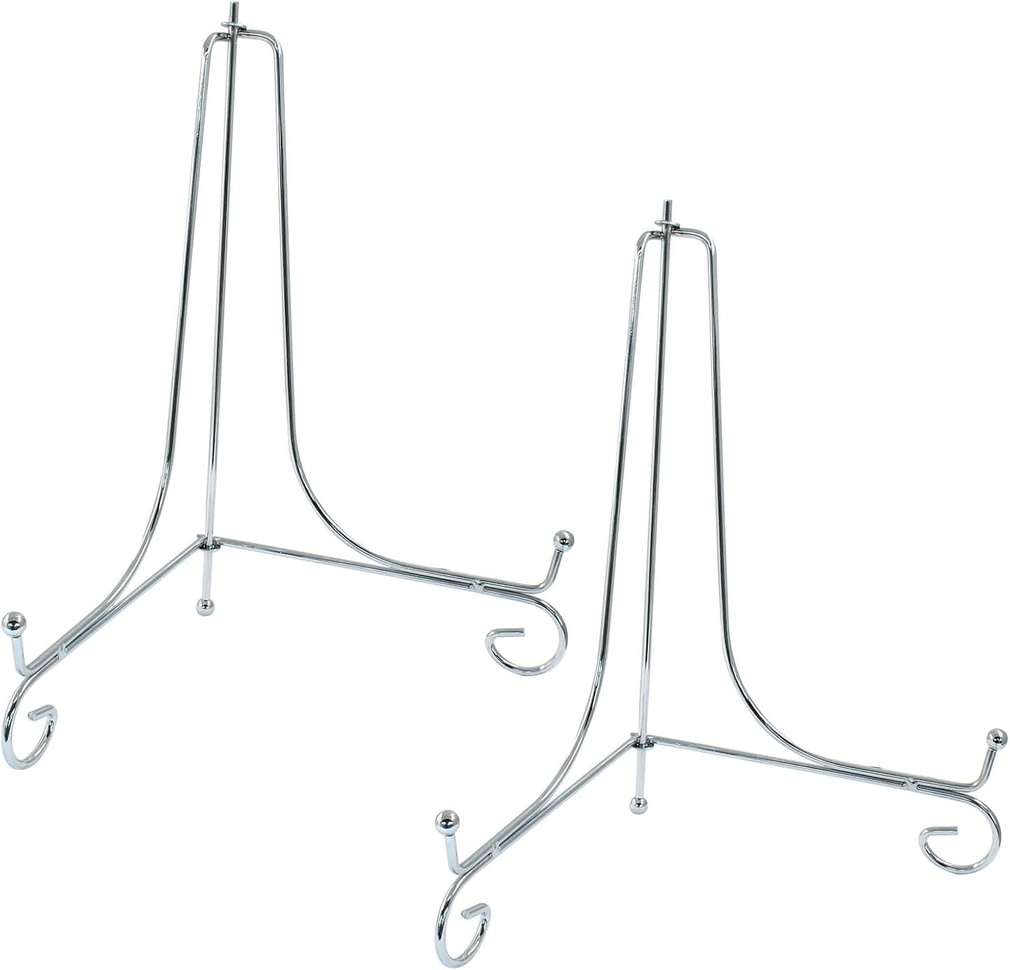 Hordion 2 Pack Plate Stand, 10 Inch Silver Iron Easel Photo Display Stand Plate Holder for Picture Frame Book Tabletop Art Platter