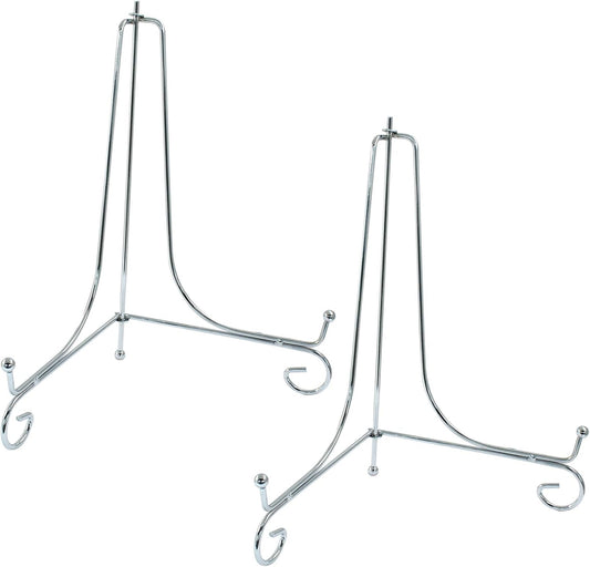 Hordion 2 Pack Plate Stand, 10 Inch Silver Iron Easel Photo Display Stand Plate Holder for Picture Frame Book Tabletop Art Platter