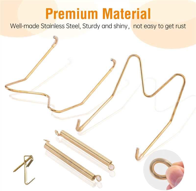 Bilillo 2 Pack Plate Hangers for Wall, 16–20 Inch Large Decorative Plates, Stainless Steel Invisible Heavy Duty Spring Plate Holders with Wall Hooks, Secure Display for Platters and Collectible Plates