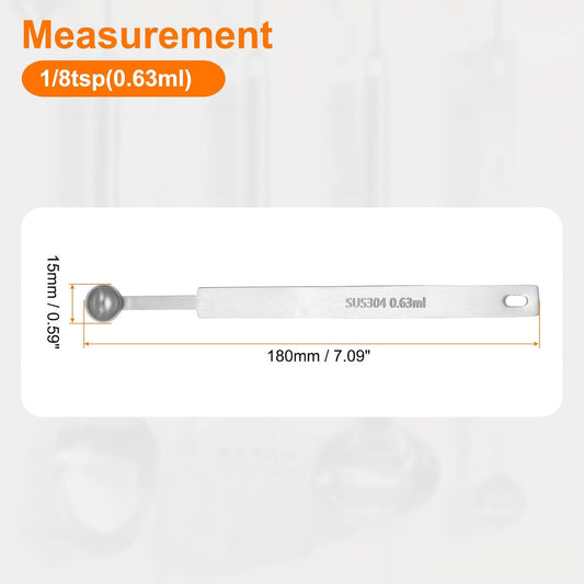 HARFINGTON 3pcs Single Measuring Spoon 1/8tsp (0.63ml) Teaspoon/Tablespoon 304 Stainless Steel Single Tiny Square Bowl Measuring Spoon Long Handle Measure Scoop