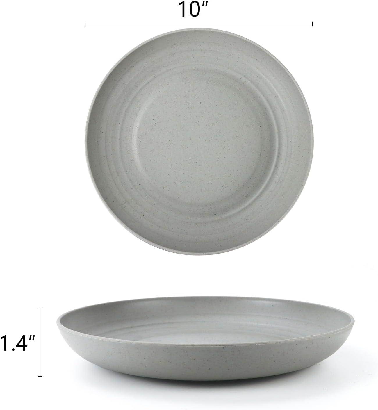 Homienly Deep Dinnerware Set of 12 - Alternative to Plastic, Microwave & Dishwasher Safe Wheat Straw Plates for Kitchen - Unbreakable Kids Plates (Grey, 10 inch)