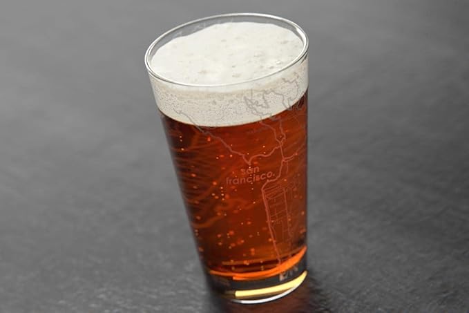 Well Told Engraved San Francisco California Map Pint Glass, Etched Beer Gift (16 oz, Clear) City Map Pint, Custom City Glassware, Gifts For Beer Lovers