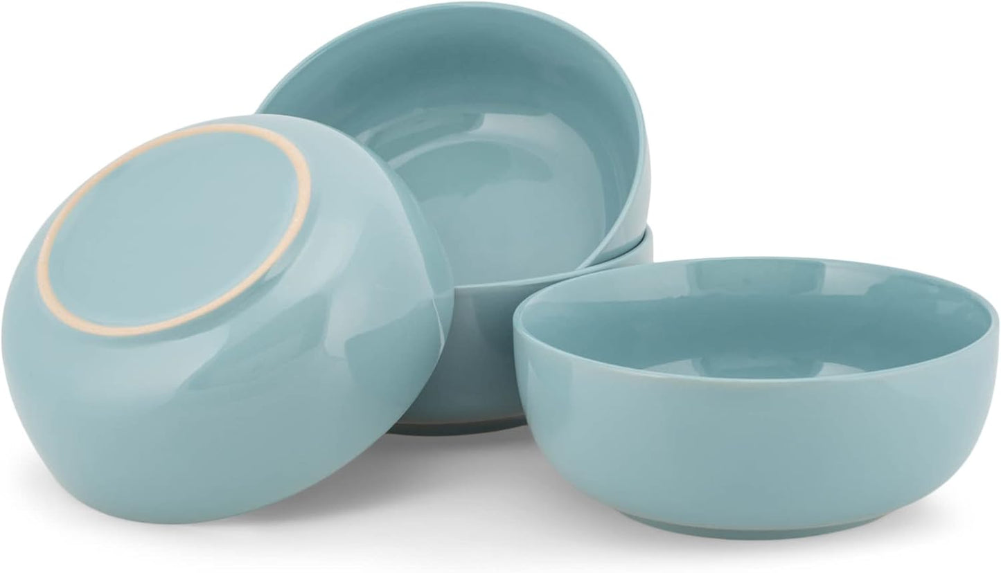 Elanze Designs Bistro Glossy Ceramic 7 inch Dinnerware Bowls Set of 4 - Perfect for Everyday uses from Pasta to Salad, Cereal to Ice cream, Ramen to Pho, Ice Blue