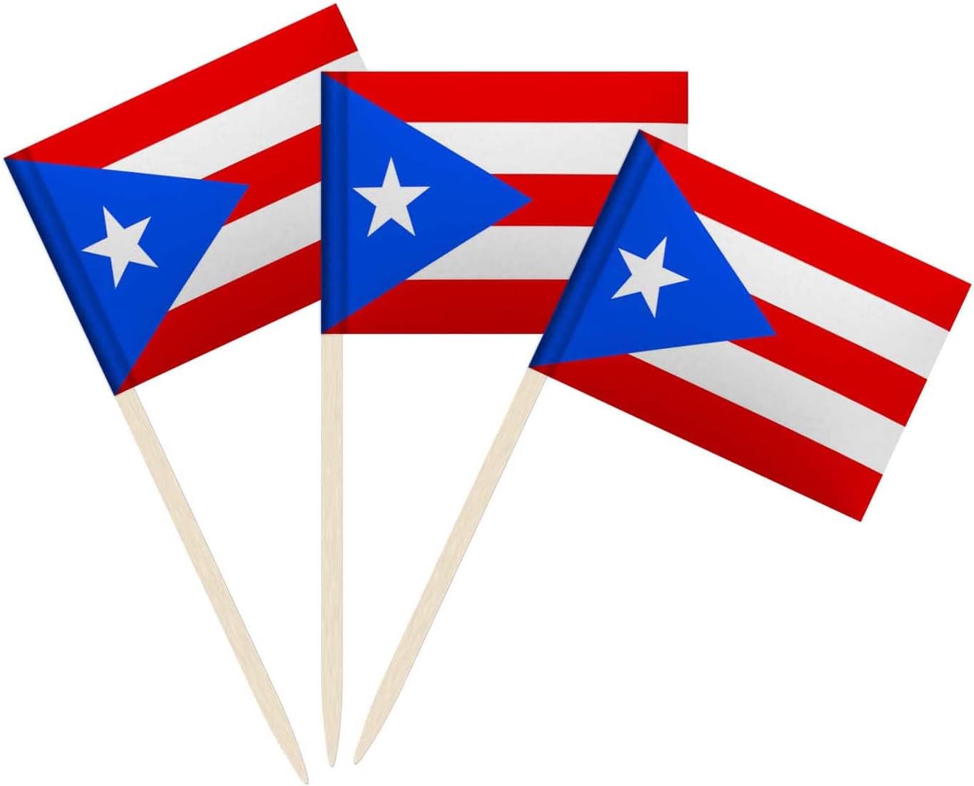 100 Pack Puerto Rico Flag Puerto Rican Toothpick Flags, Cocktail Picks Mini Stick Cupcake Toppers Country Picks Party Decoration Celebration Cocktail Food Bar Cake Flags (Puerto Rico)