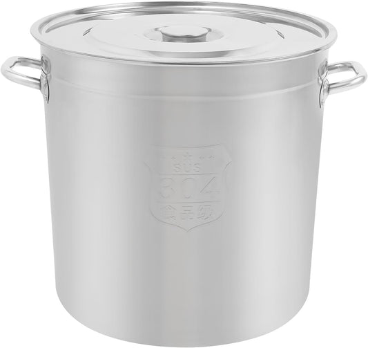 Stock Pot with Lid, 304 Stainless Steel Big Pots for Cooking, 50 Quart Stockpots with Hanging Lid and Handle, Anti-Corrosion, Anti-Rust, Used for Induction Stoves, Gas Stoves, Electric Stoves