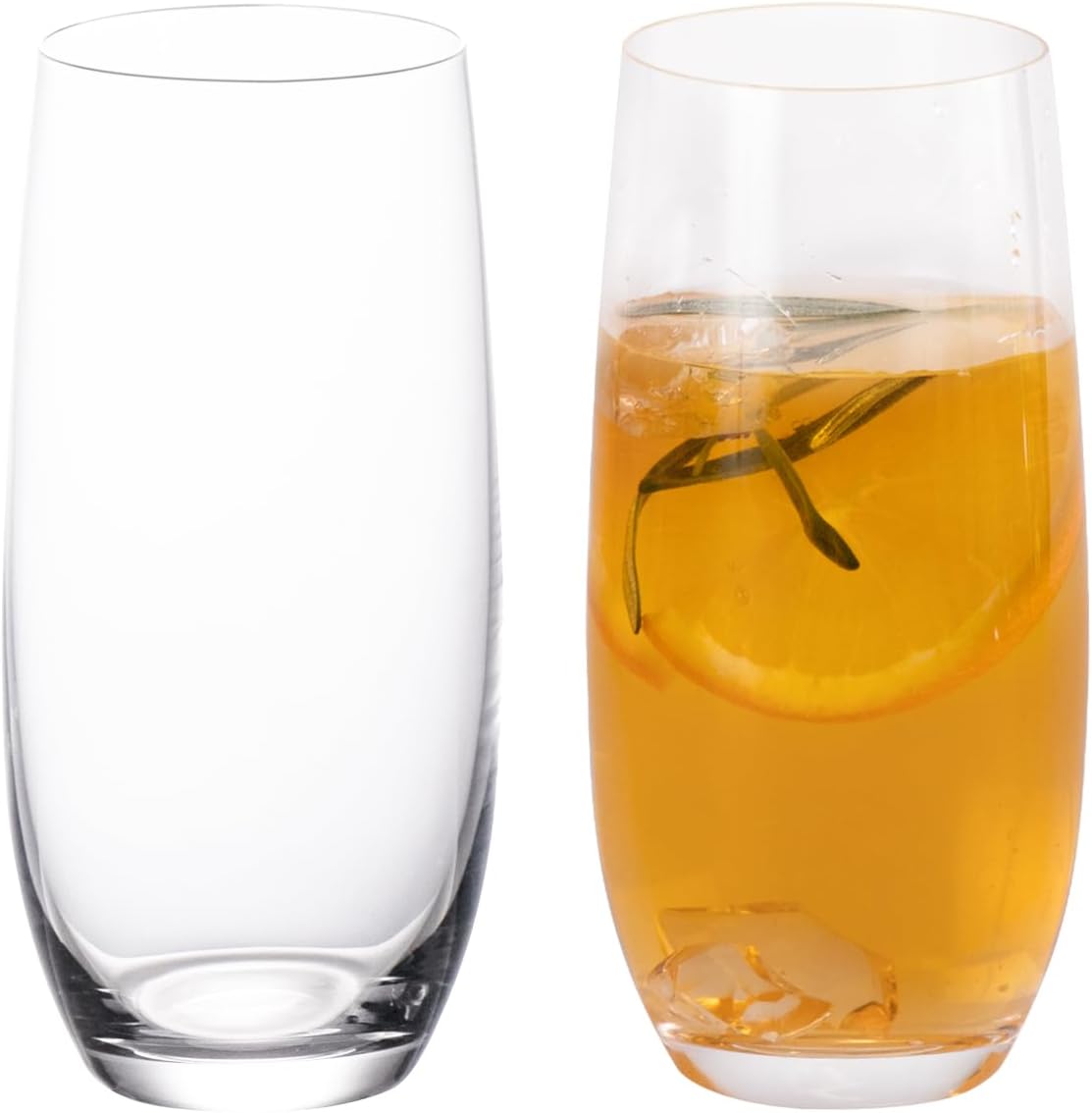 KAMMAK Drinking Glasses Set of 2, 15oz Crystal Water Glasses, Everyday Tall Glass Cups, Highball Glass for Cocktail, Juice, Mojito, Iced Tea, Kitchen and Bar Glassware Gifts, Collins Glasses
